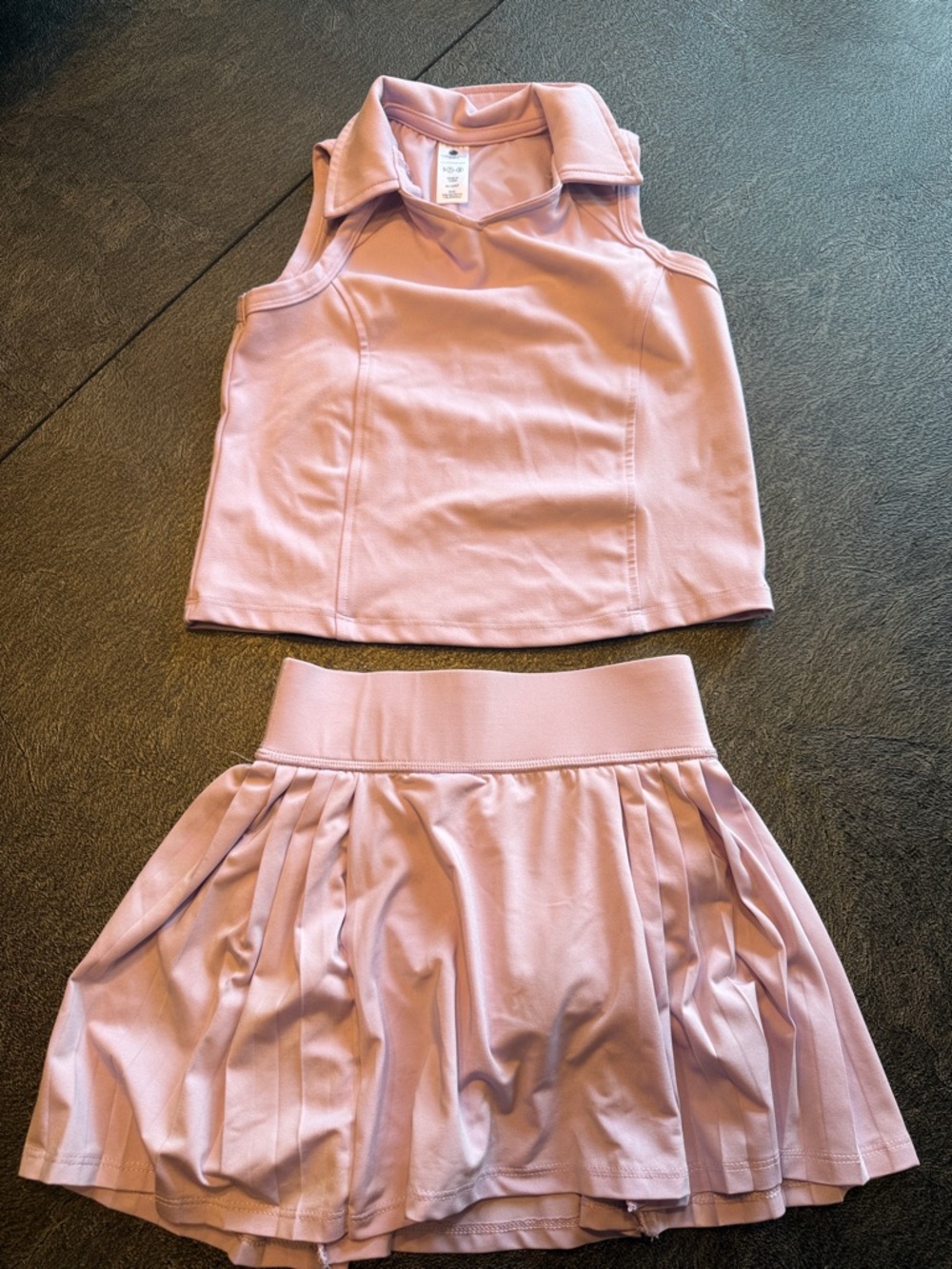 Girls Purple Sleeveless Polo Top and Pleated Skirt Set size 7/8